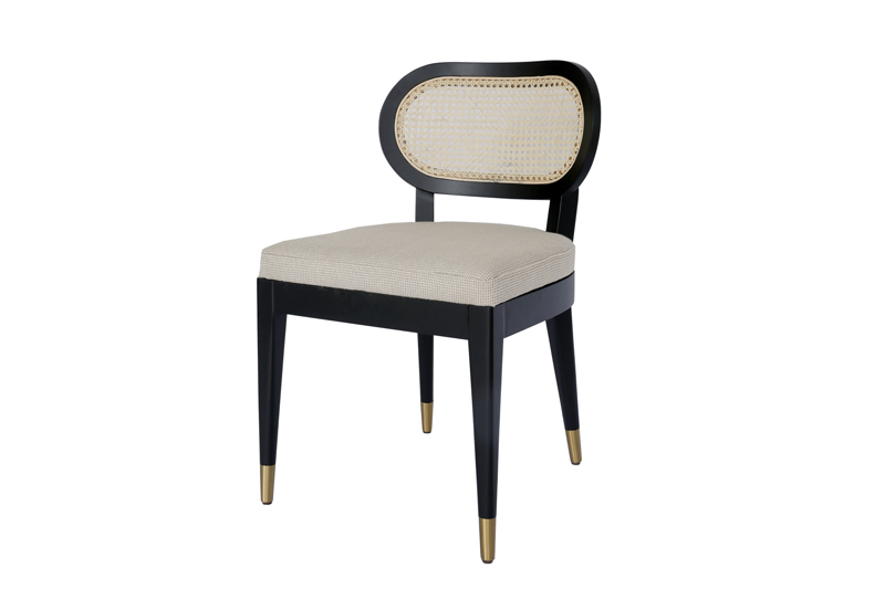 Villa House Upholstered Wood And Rattan Dinning Chair
