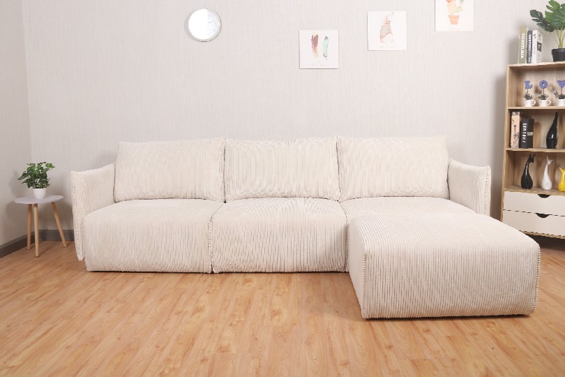 Corduroy fabric lounge modular sofa with USB charge
