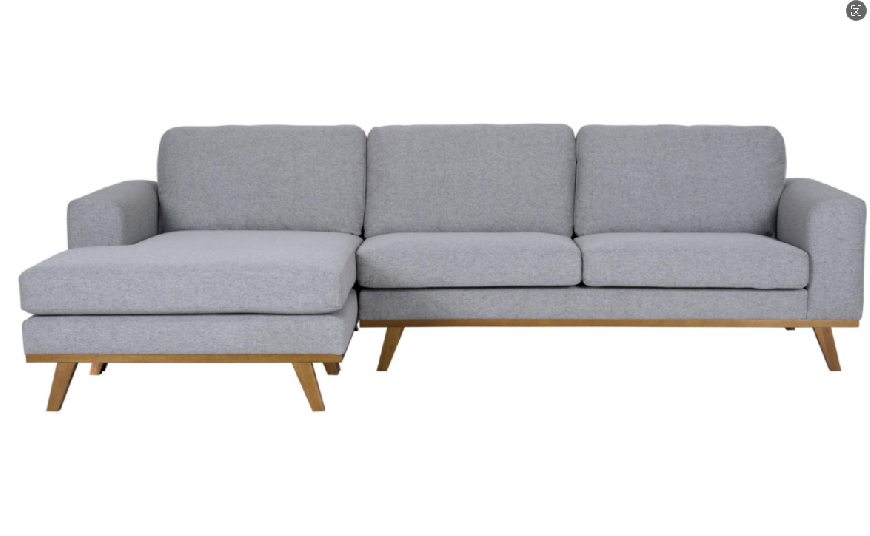 Reversible Sectional Fabric Sofa With Wooden Apron