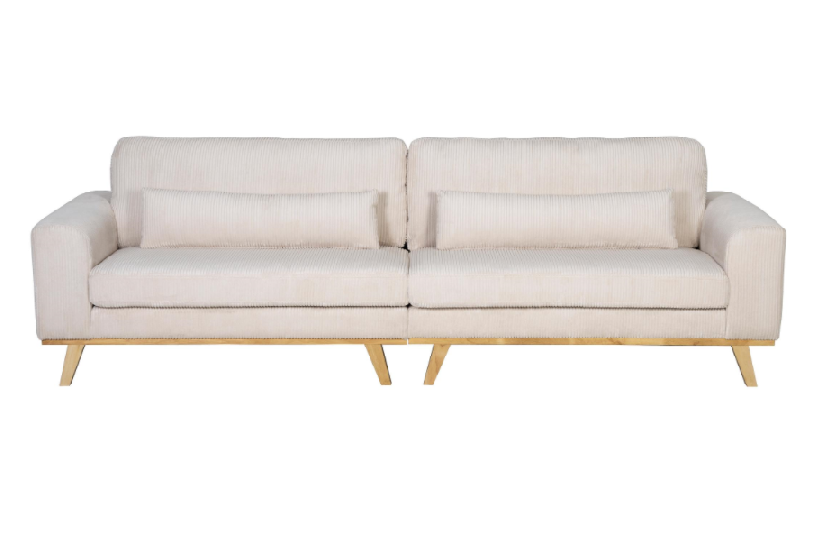 Living Room Sofa with wooden apron corduroy fabric